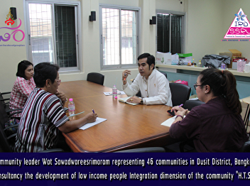 Community leader Wat Sawadwareesrimaram
representing 46 communities in Dusit
District, Bangkok consultancy the
development of low income people
Integration dimension of the community
