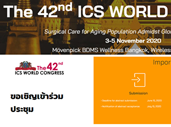 The 42nd ICS WORLD CONGRESS : Surgical
Care for Aging Population Amidst Global
Climate Change