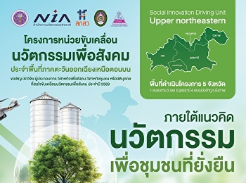 หน่วยขับเคลื่อนนวัตกรรมเพื่อสังคม
ประจำพื้นที่ภาคตะวันออกเฉียงเหนือตอนบน
(Social Innovation Driving Unit: upper
northeastern) สำนักงานนวัตกรรมแห่งชาติ
(องค์การมหาชน) ร่วมกับ
มหาวิทยาลัยราชภัฏสวนสุนันทา ภายใต้แนวคิด
“นวัตกรรมเพื่อชุมชนที่ยั่งยืน”