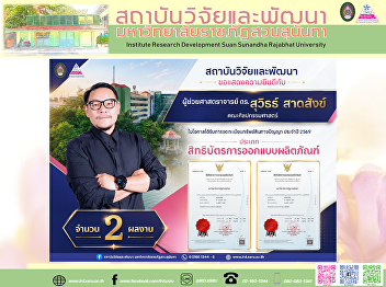 Institute for Research and Development
Congratulates Asst. Prof. Dr. Suwit
Sadsang on the Registration of Product
Design Patents