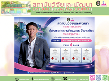 Institute for Research and Development
Congratulates Asst. Prof. Dr. Naphadol
Sangwanphet on the Registration of
Product Design Patents