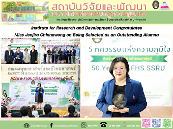 Institute for Research and Development
Congratulates Miss Jenjira Chinnawong on
Being Selected as an Outstanding Alumna