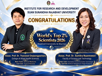 Institute for Research and Development
Congratulates Two SSRU Researchers Named
among the World’s Top 2% Scientists 2026